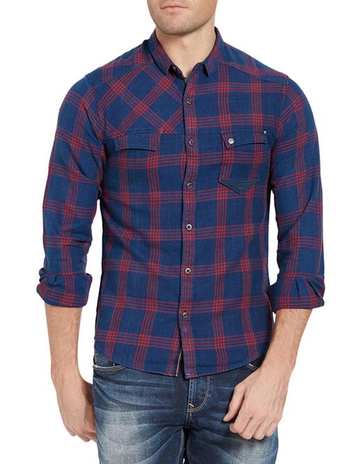blue cotton casual shirt - 14181599 - Very Small Image - 1