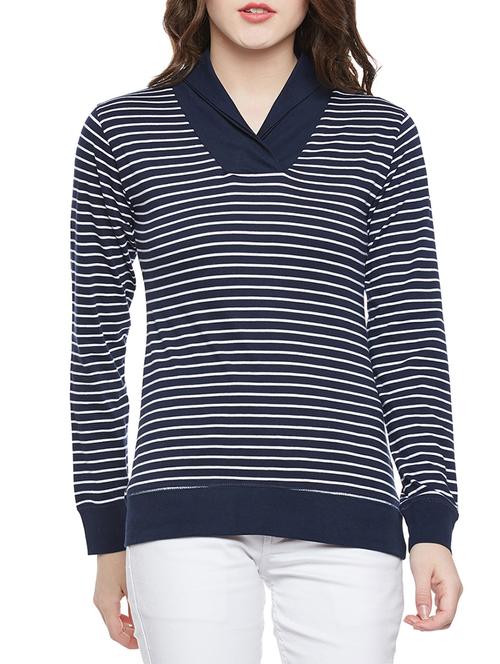 navy blue cotton casual tee - 14182118 - Very Small Image - 1