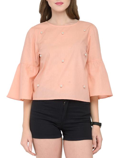 orange flute sleeve cotton top - 14183525 - Very Small Image - 1