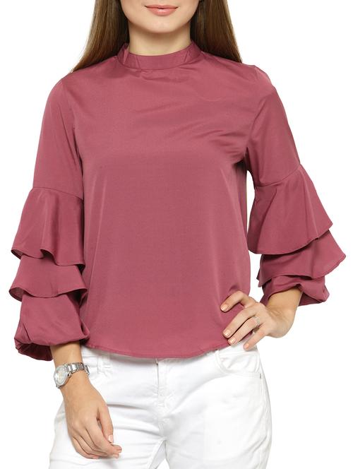 pink poly crepe casual top - 14183542 - Very Small Image - 1