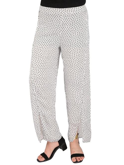 white rayon printed palazzo - 14183602 - Very Small Image - 1