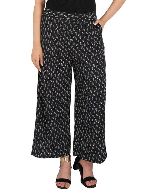 black rayon printed palazzo - 14183603 - Very Small Image - 1