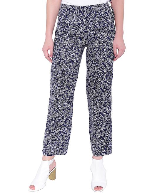 blue rayon printed palazzo - 14183604 - Very Small Image - 1