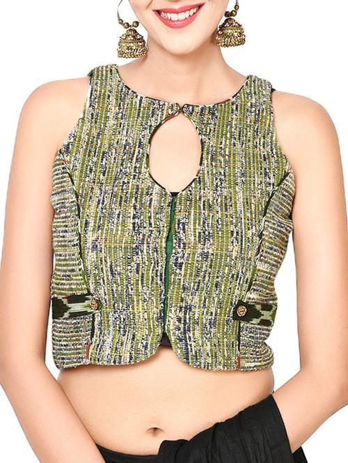 prathaa multi color self design crop top - 14183629 - Very Small Image - 1
