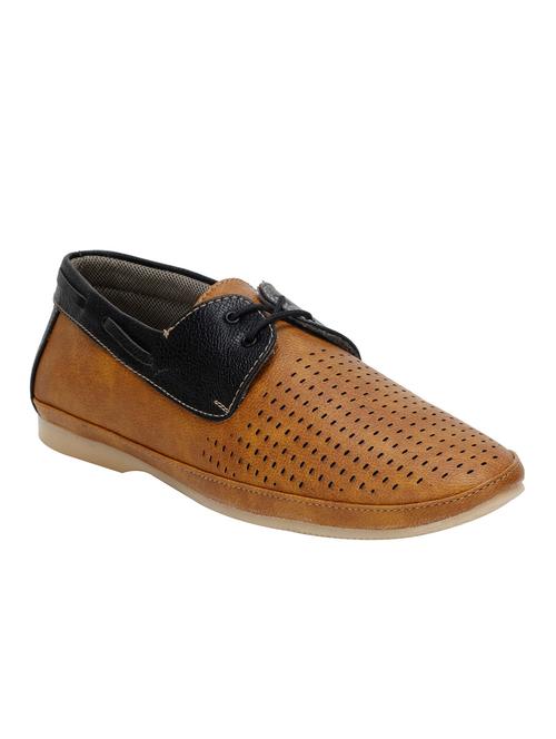 tan leatherette lace up boatshoe - 14183730 - Very Small Image - 1
