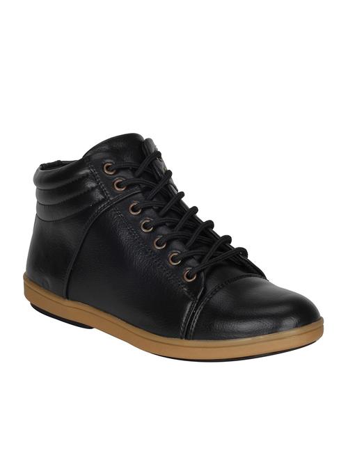 black leatherette lace up sneaker - 14183735 - Very Small Image - 1