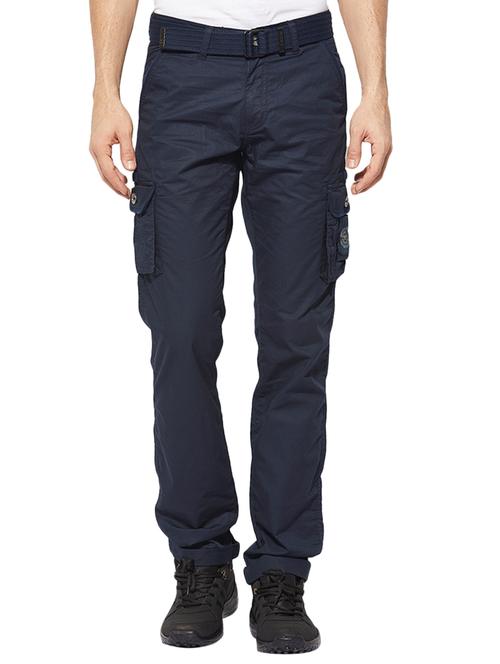 navy blue cotton cargos casual trousers - 14183869 - Very Small Image - 1