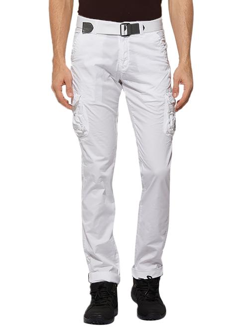 white cotton blend cargos casual trousers - 14183872 - Very Small Image - 1