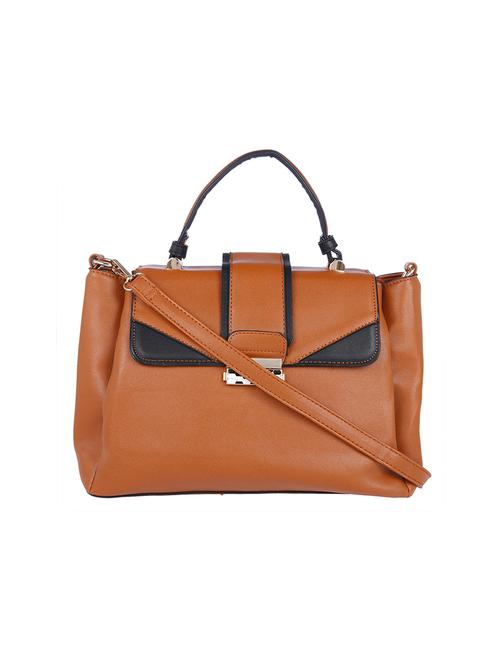 tan leatherette regular handbag - 14184006 - Very Small Image - 1