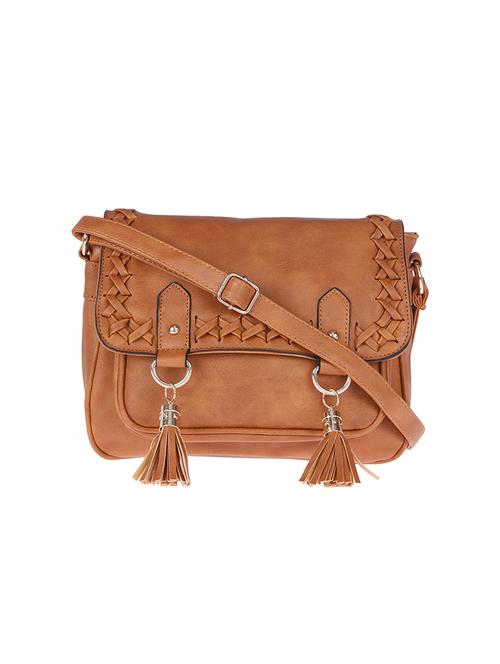 tan leatherette regular sling bag - 14184034 - Very Small Image - 1