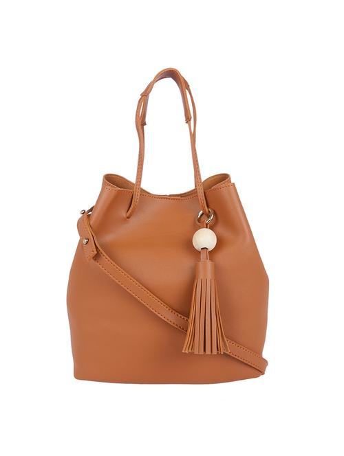 tan leatherette regular handbag - 14184053 - Very Small Image - 1