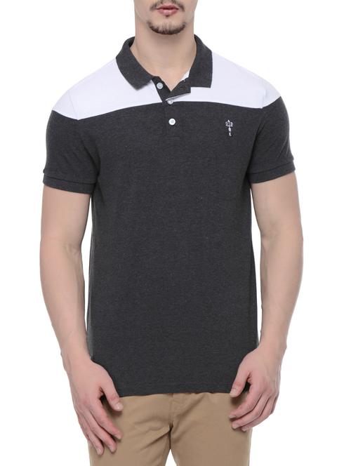 grey cotton colour block tshirt - 14185072 - Very Small Image - 1