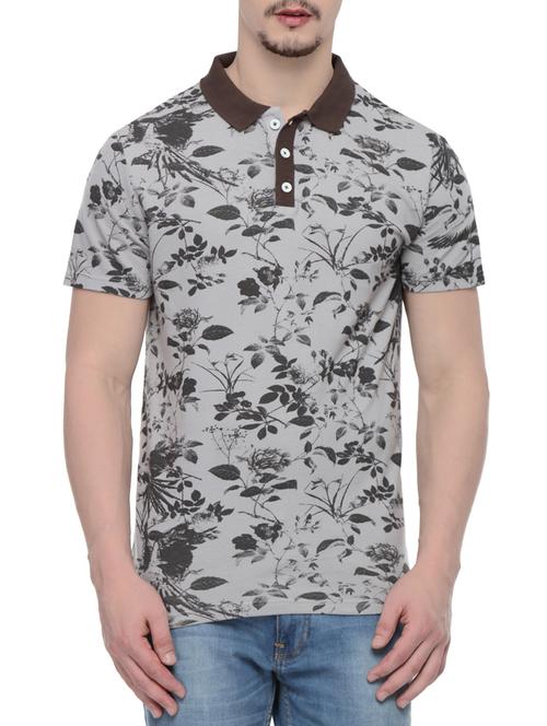 grey cotton all over print tshirt - 14185079 - Very Small Image - 1