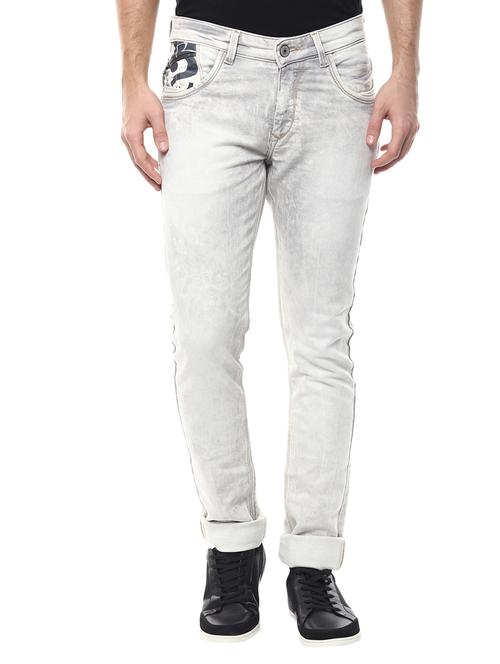 white cotton washed jeans - 14186341 - Very Small Image - 1