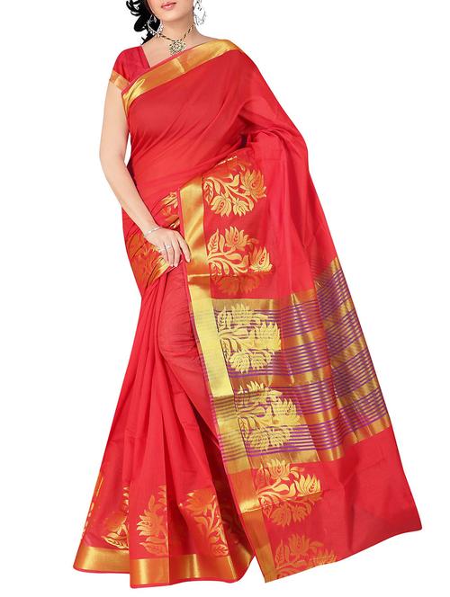red art silk woven saree with blouse - 14189113 - Very Small Image - 1