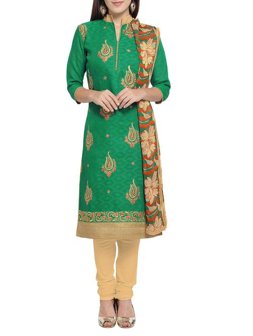 green cotton churidaar suits dress material - 14189124 - Very Small Image - 1