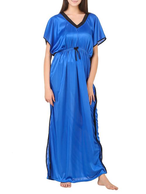 solid blue satin gown - 14192055 - Very Small Image - 1