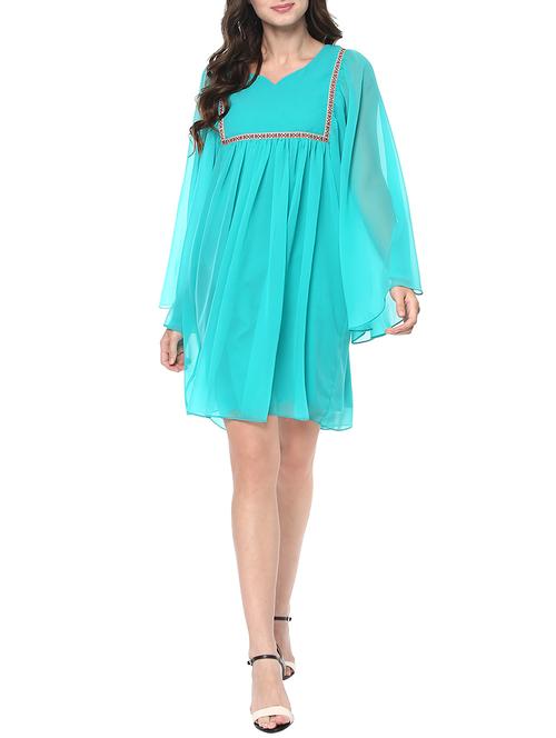 light blue poly georgette tent dress - 14192189 - Very Small Image - 1
