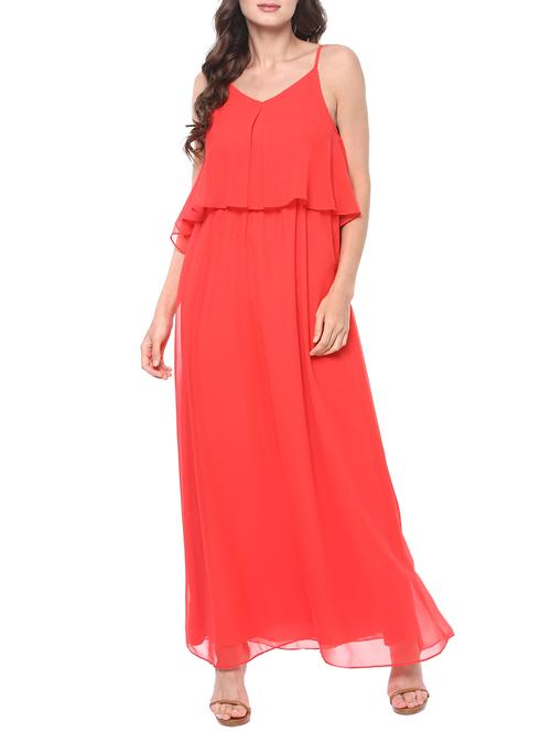 red solid maxi dress - 14192198 - Very Small Image - 1