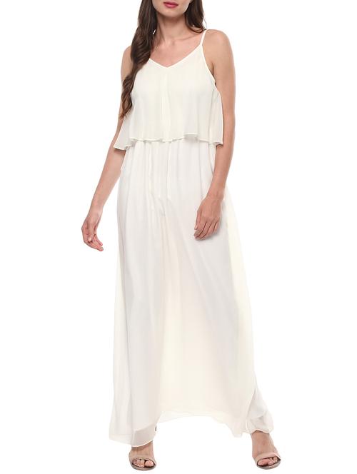 white poly georgette maxi dress - 14192199 - Very Small Image - 1