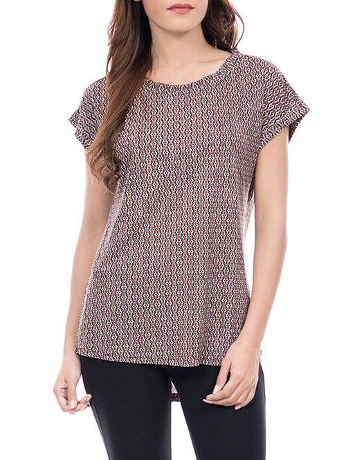beige printed jersey regular top - 14193087 - Very Small Image - 1
