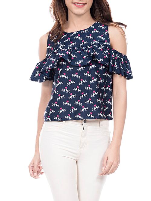 cold shoulder ruffle top - 14193090 - Very Small Image - 1