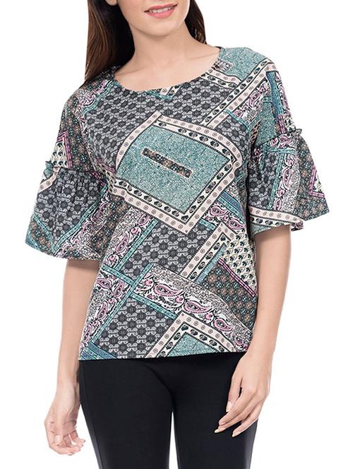 bell sleeved round neck top - 14193094 - Very Small Image - 1