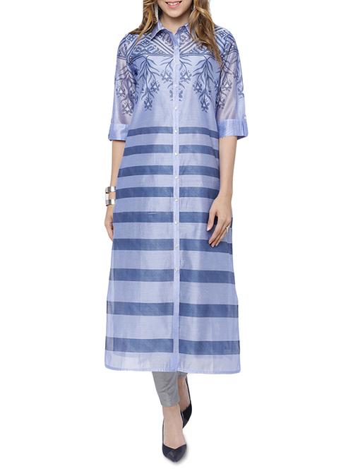 stripes straight kurta - 14193260 - Very Small Image - 1