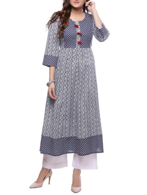 indigo cotton kurta - 14194138 - Very Small Image - 1