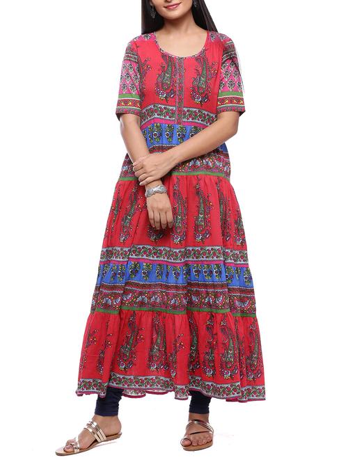 tiered printed kurta - 14194147 - Very Small Image - 1