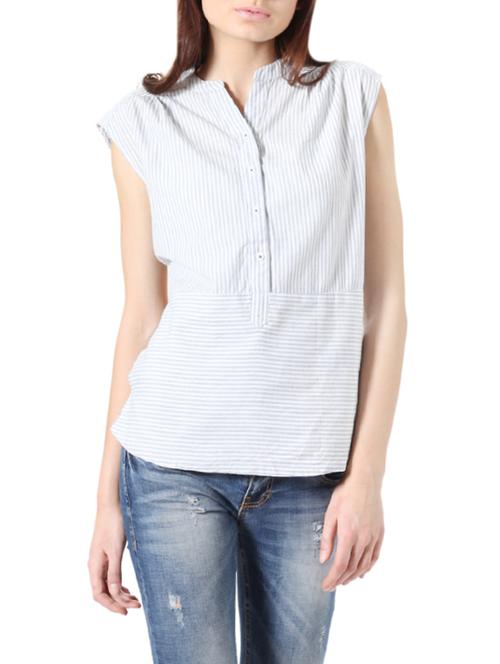 light blue striped cotton regular top - 14194582 - Very Small Image - 1