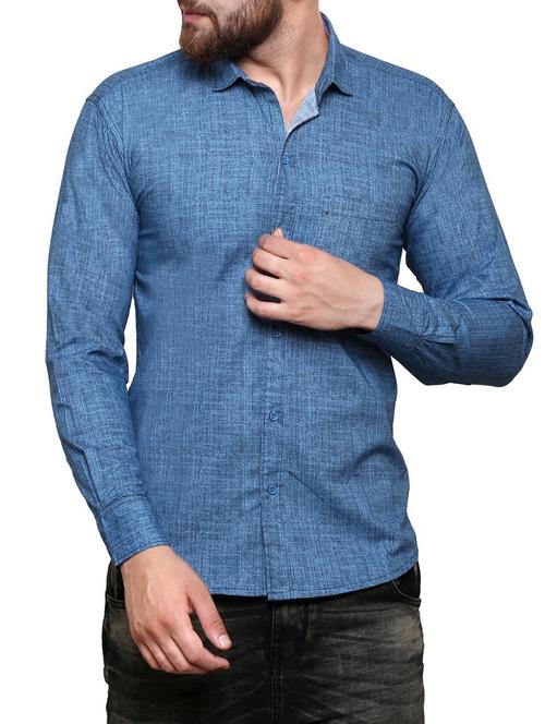 light blue cotton casual shirt - 14195336 - Very Small Image - 1