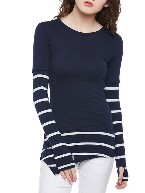 thumb hole sleeved asymmetric top - 14195598 - Very Small Image - 1