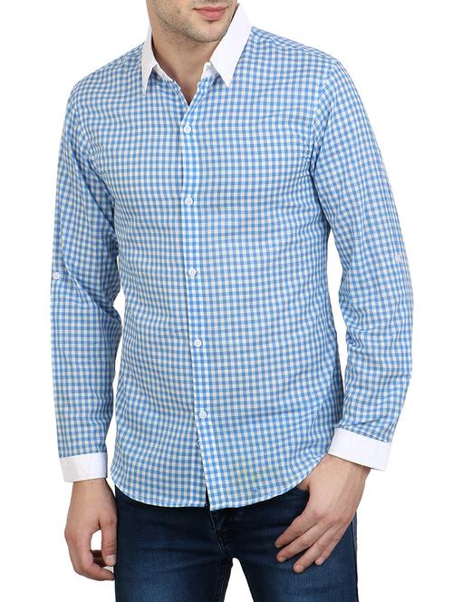 blue cotton casual shirt - 14196836 - Very Small Image - 1