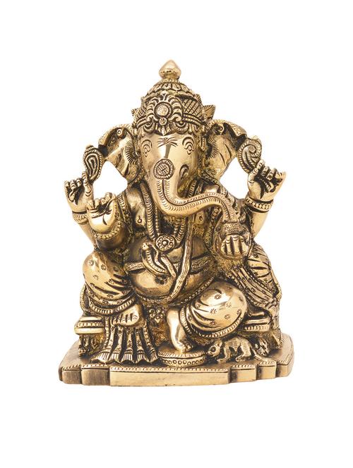 decorative brass statue of ganesh handicrafts product - 14198429 - Very Small Image - 1