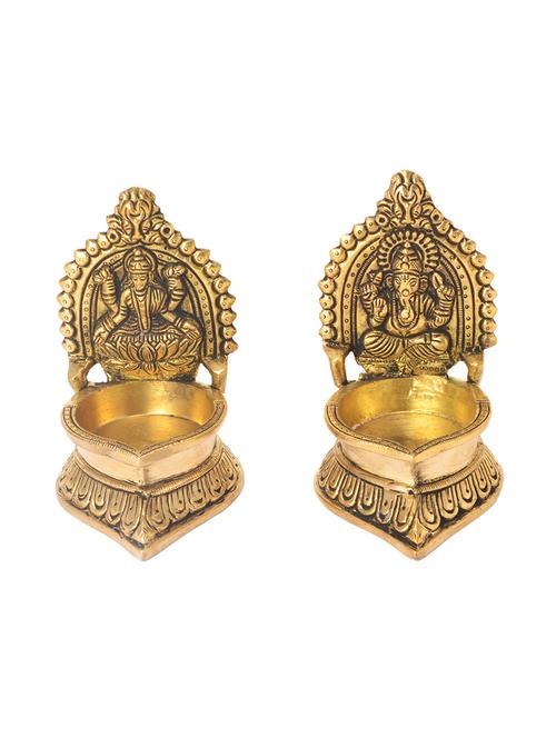 decorative handicraft ganesha laxmi diya set - 14198462 - Very Small Image - 1