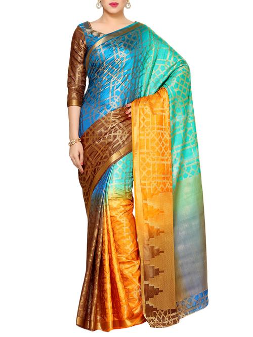 blue art silk woven saree - 14198634 - Very Small Image - 1