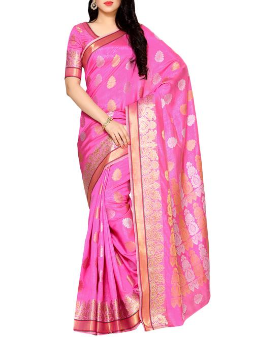 pink tussar silk woven saree - 14198654 - Very Small Image - 1