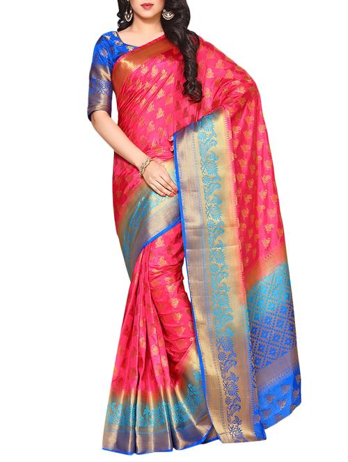 pink art silk kanjivaram saree - 14198661 - Very Small Image - 1