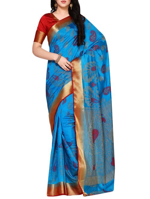 blue art silk woven saree - 14198665 - Very Small Image - 1
