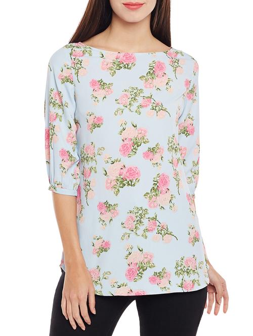 floral boat neck top - 14206327 - Very Small Image - 1