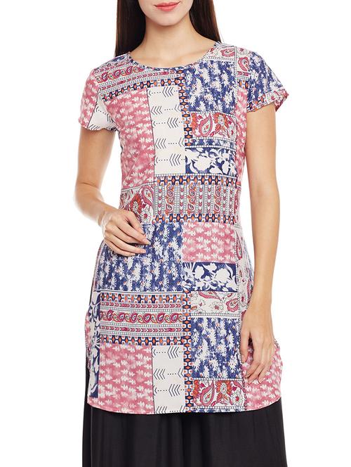 multi colored crepe printed straight kurti - 14206337 - Very Small Image - 1