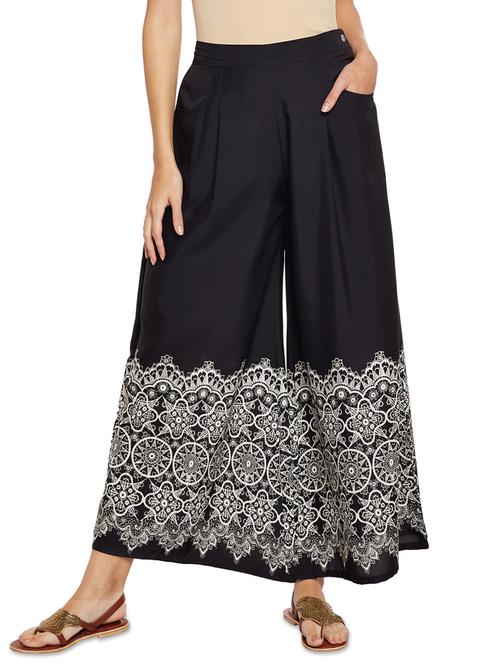 black printed crepe palazzo - 14206376 - Very Small Image - 1