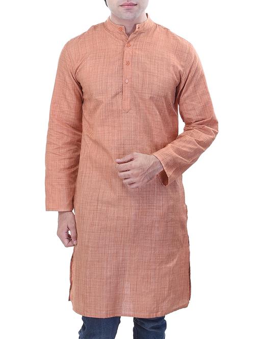 orange silk blend long kurta - 14206936 - Very Small Image - 1