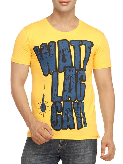 yellow cotton front print t-shirt - 14206971 - Very Small Image - 1