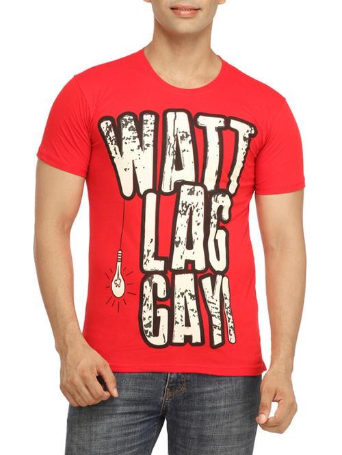 red cotton front print t-shirt - 14206973 - Very Small Image - 1