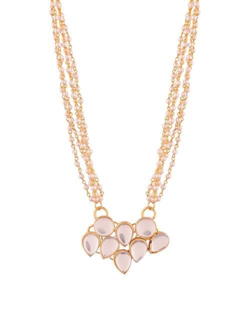 multi colored brass kundan necklace - 14208758 - Very Small Image - 1