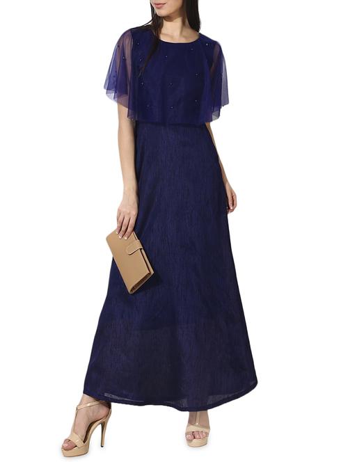 pearl embellished mesh cape maxi dress - 14209190 - Very Small Image - 1