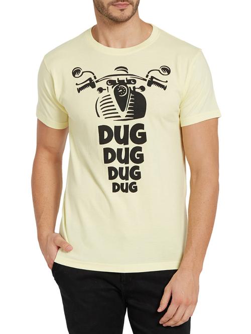 yellow cotton chest print t-shirt - 14209206 - Very Small Image - 1
