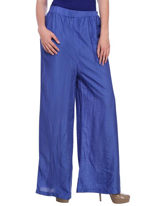 solid blue rayon palazzo - 14209719 - Very Small Image - 1
